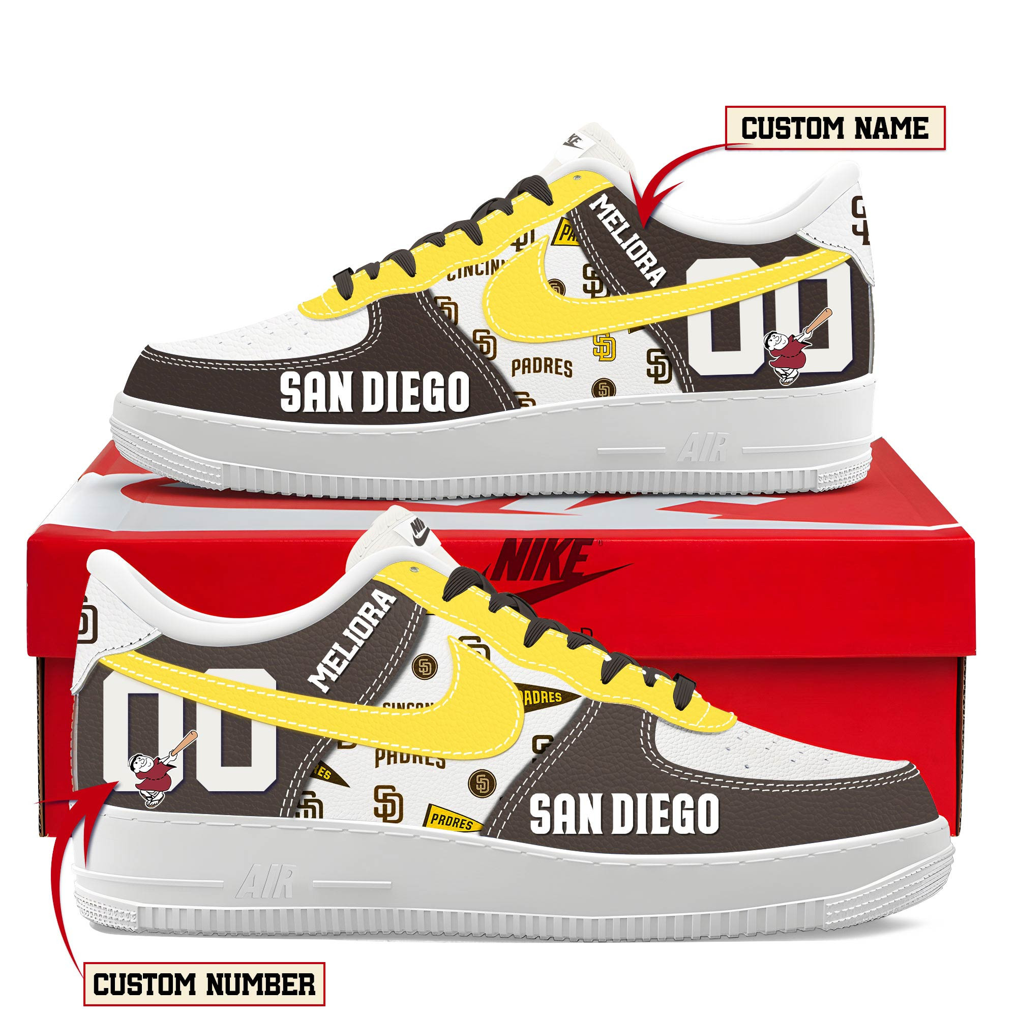 San Diego Padres New AF1 Sneakers Best Running Shoes 2025 For Fans