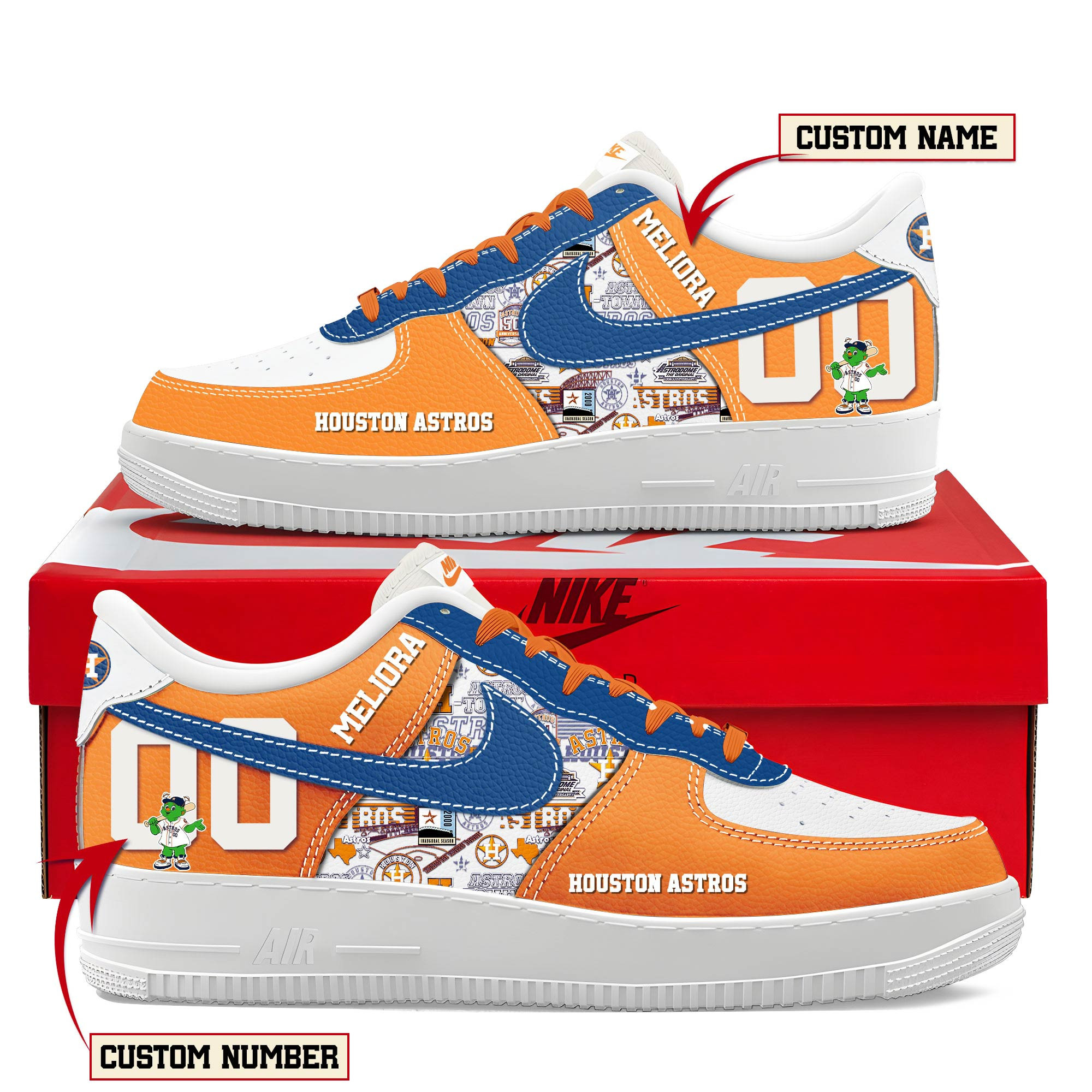 Houston Astros New AF1 Sneakers Best Running Shoes 2025 For Fans