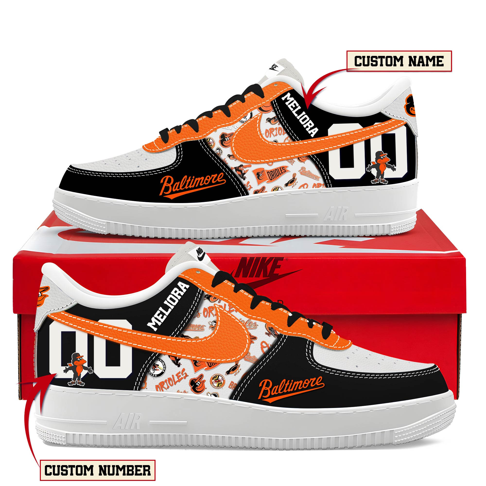 Baltimore Orioles New AF1 Sneakers Best Running Shoes 2025 For Fans