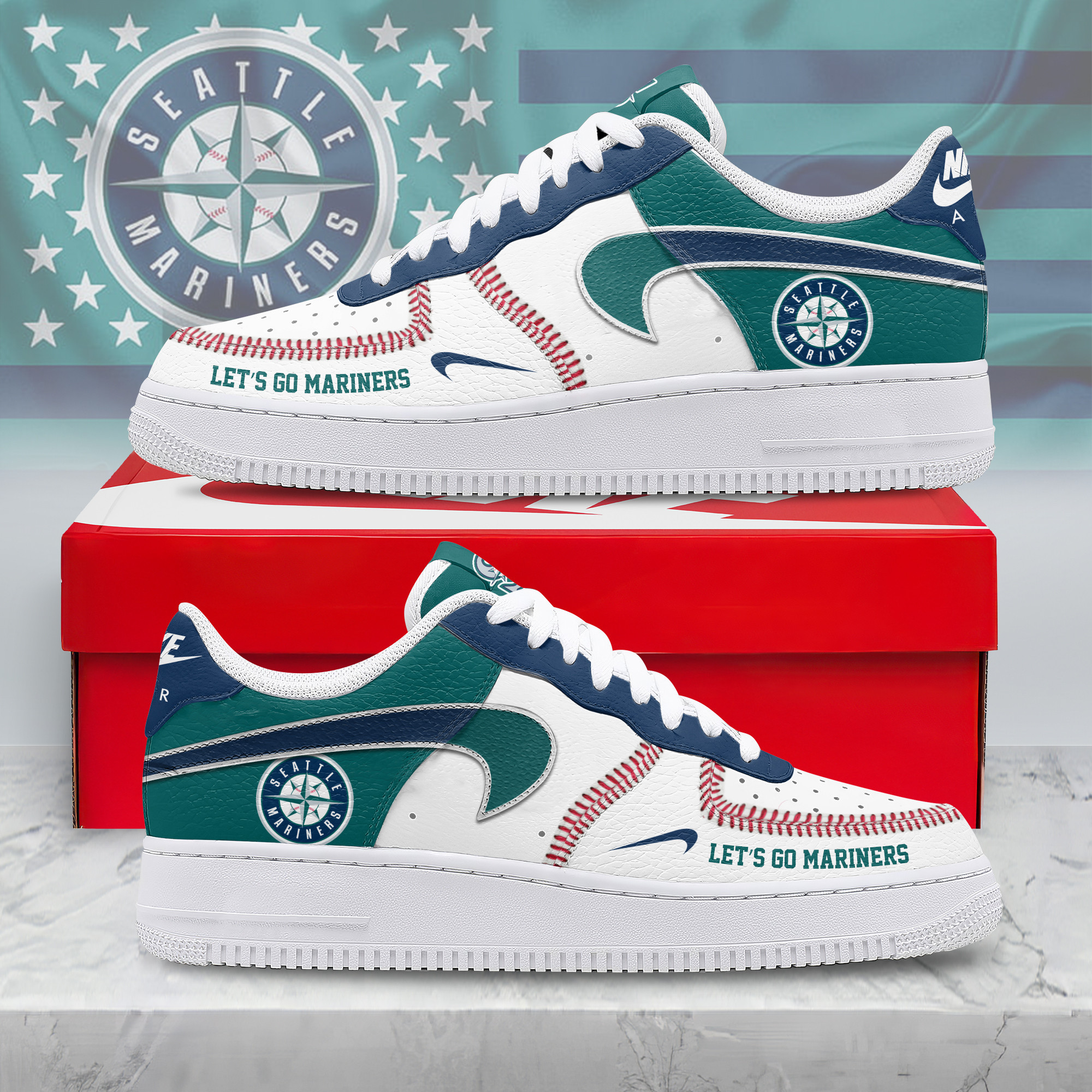 Seattle Mariners Premium New AF1 Walking Shoes Sneakers For Men Women