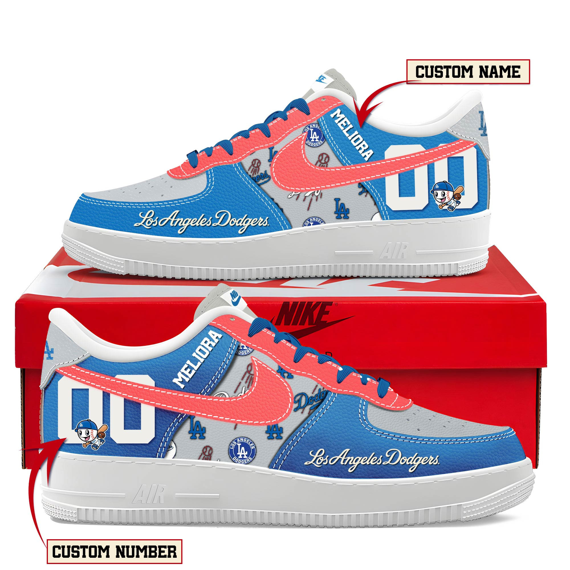 Los Angeles Dodgers New AF1 Sneakers Best Running Shoes 2025 For Fans