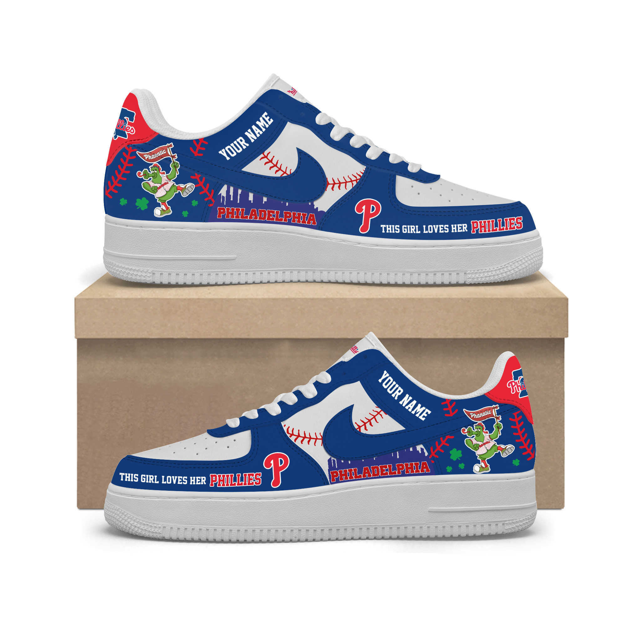 Philadelphia Phillies Personalized New AF1 Walking Shoes Sneakers For Men Women