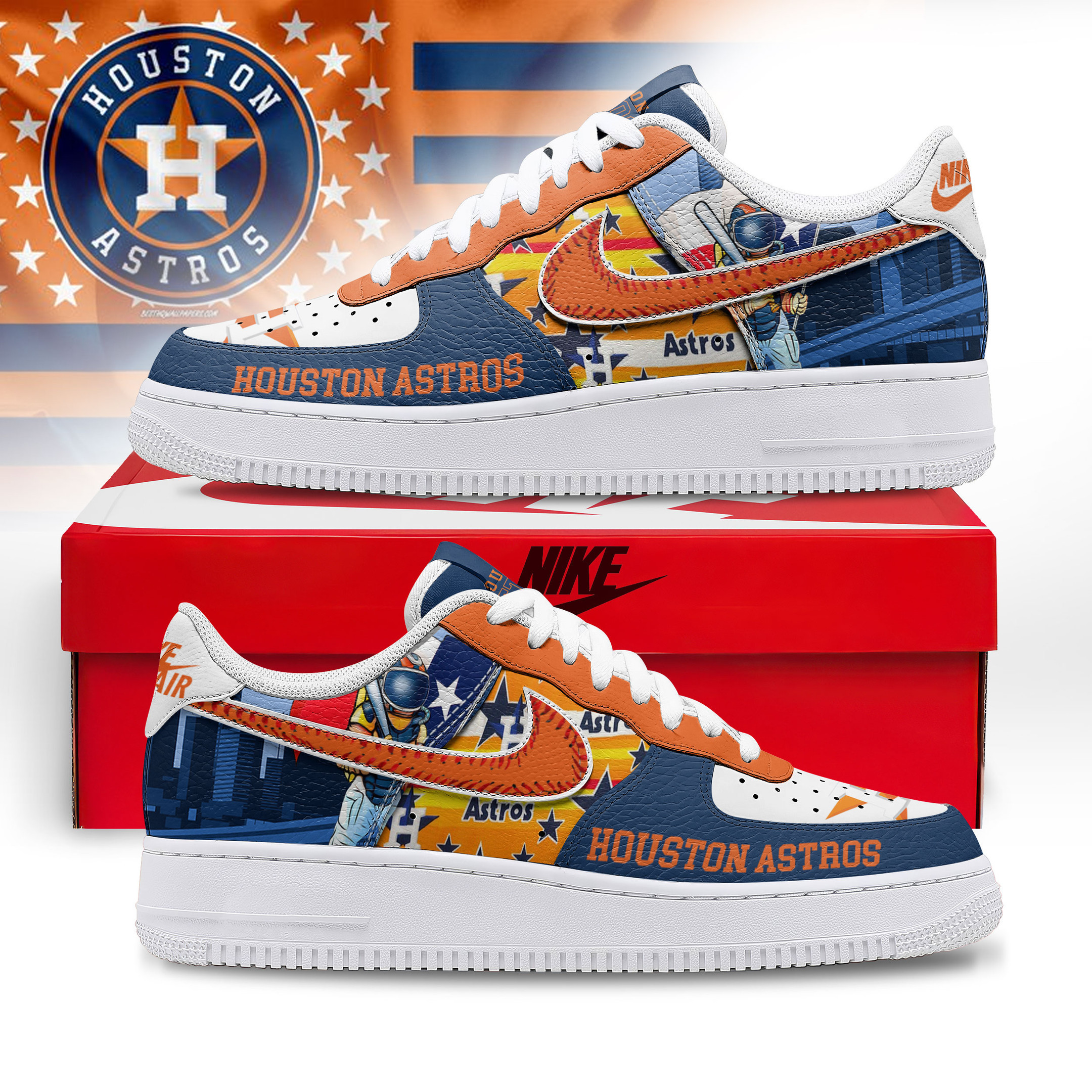 Houston Astros New AF1 Walking Shoes Sneakers For Men Women