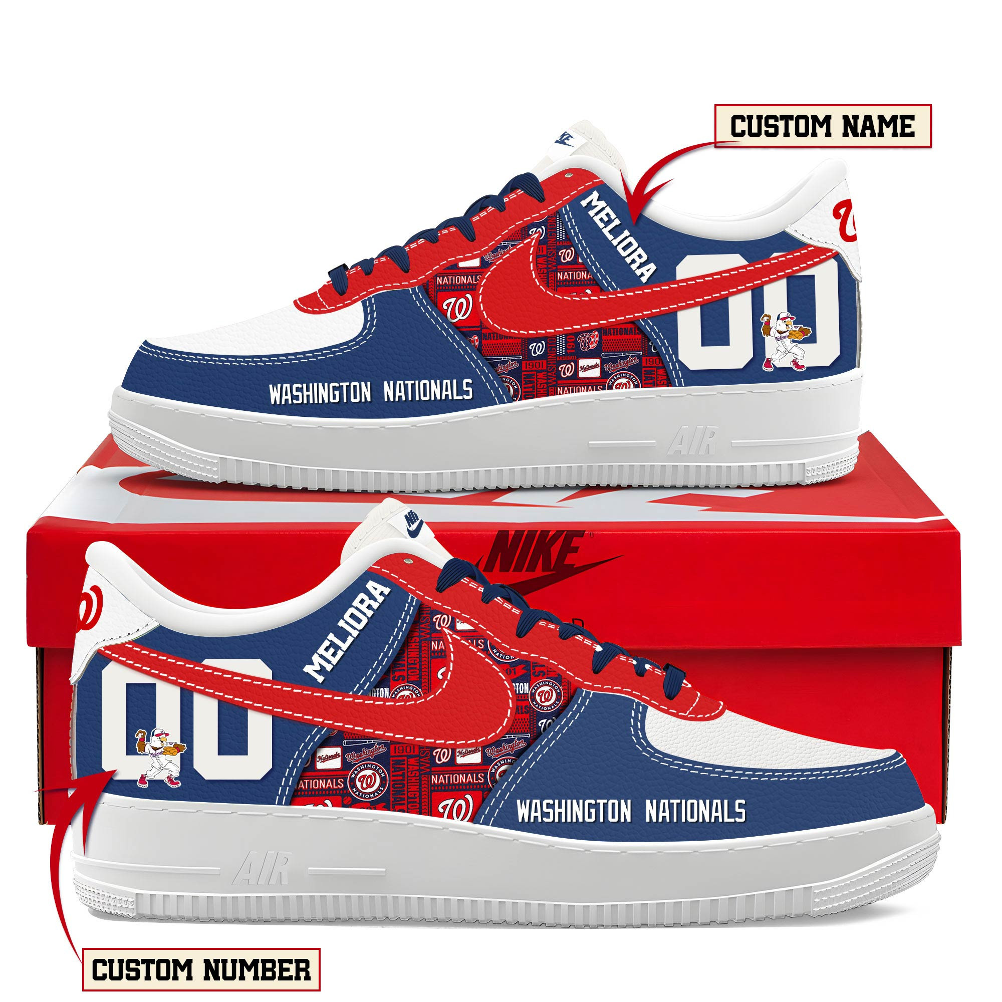 Washington Nationals New AF1 Sneakers Best Running Shoes 2025 For Fans