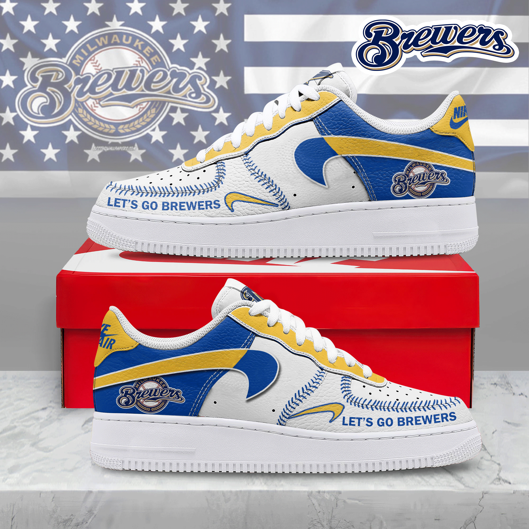 Milwaukee Brewers New New AF1 Sneakers Limited Edition For Men And For Women