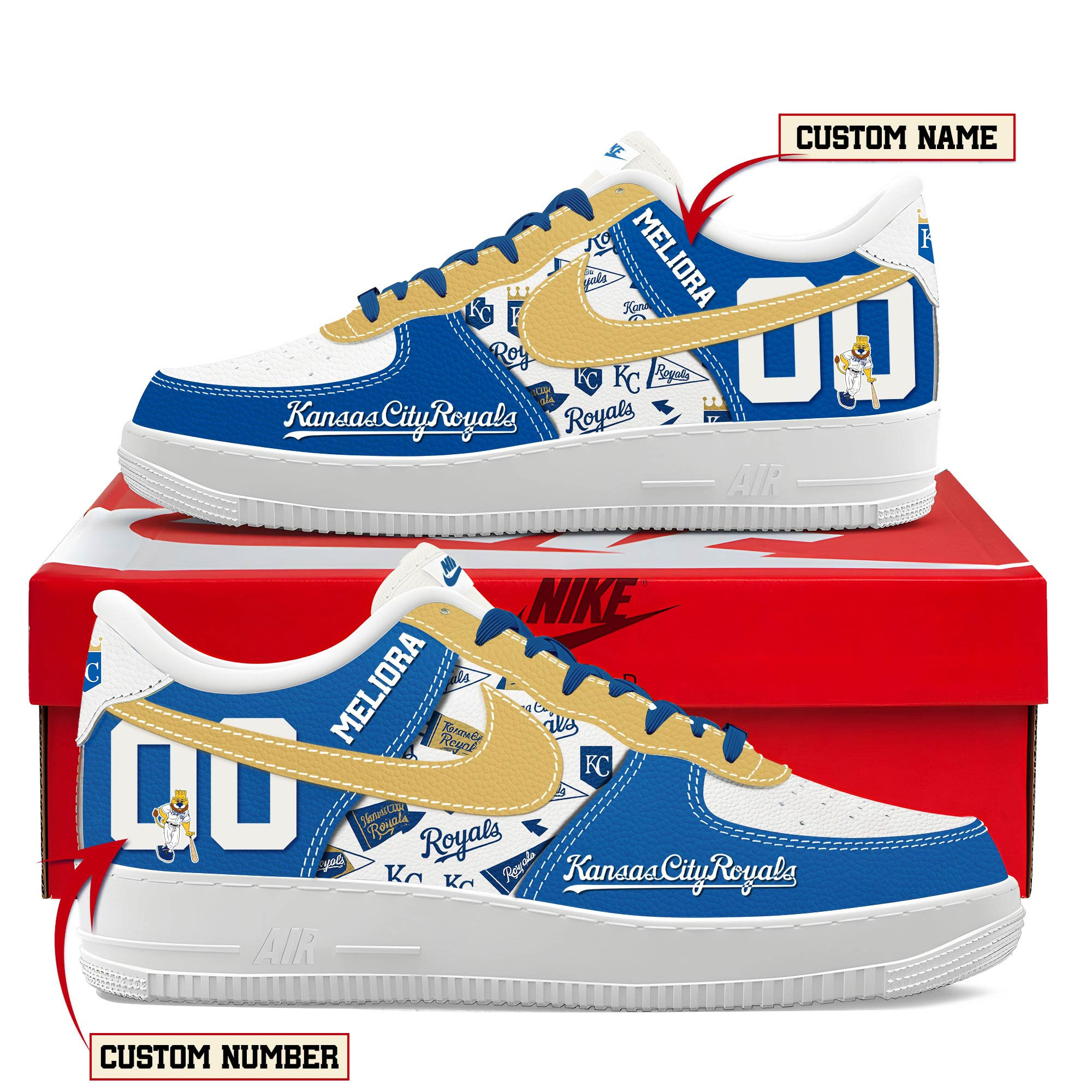 Kansas City Royals New AF1 Sneakers Best Running Shoes 2025 For Fans