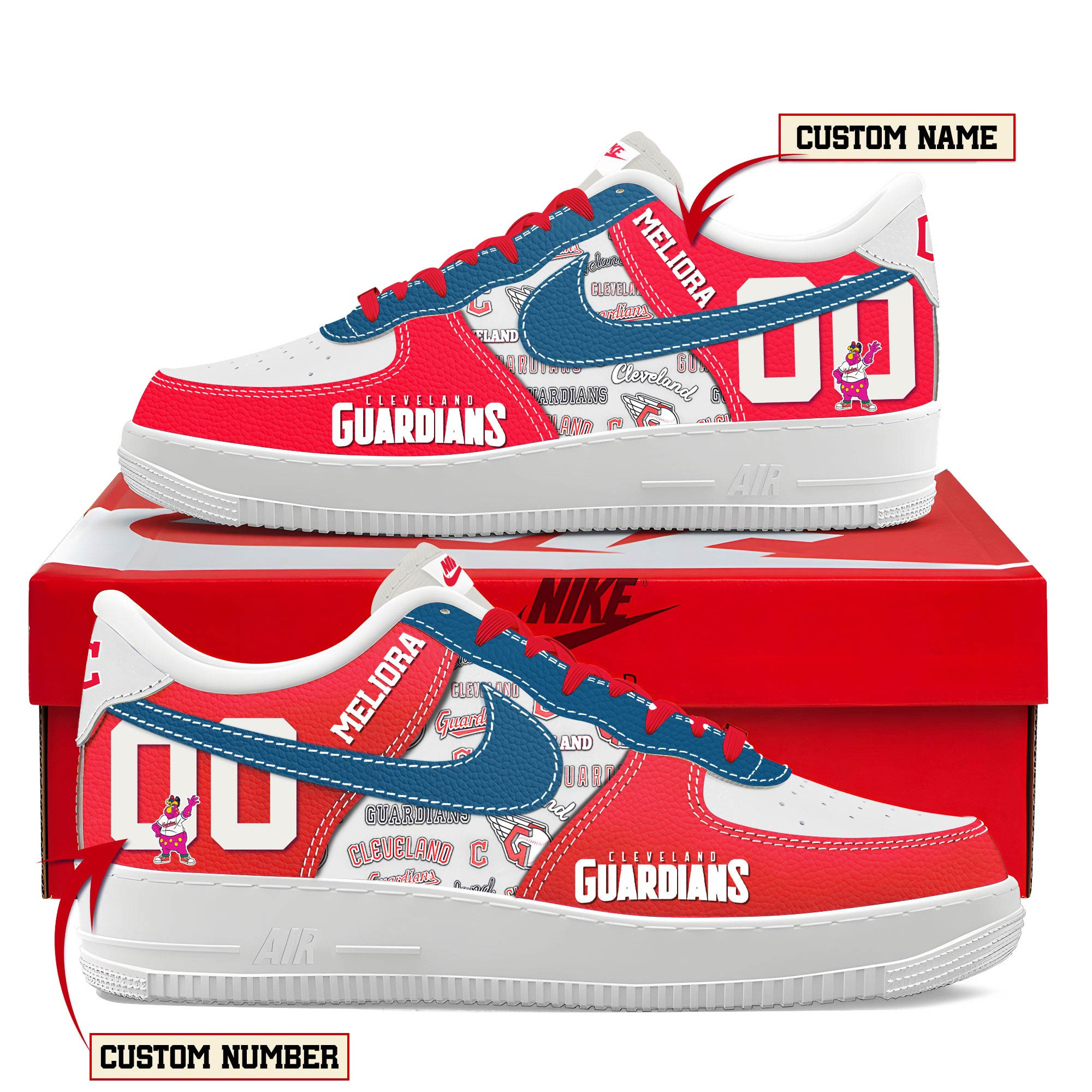 Cleveland Guardians New AF1 Sneakers Best Running Shoes 2025 For Fans