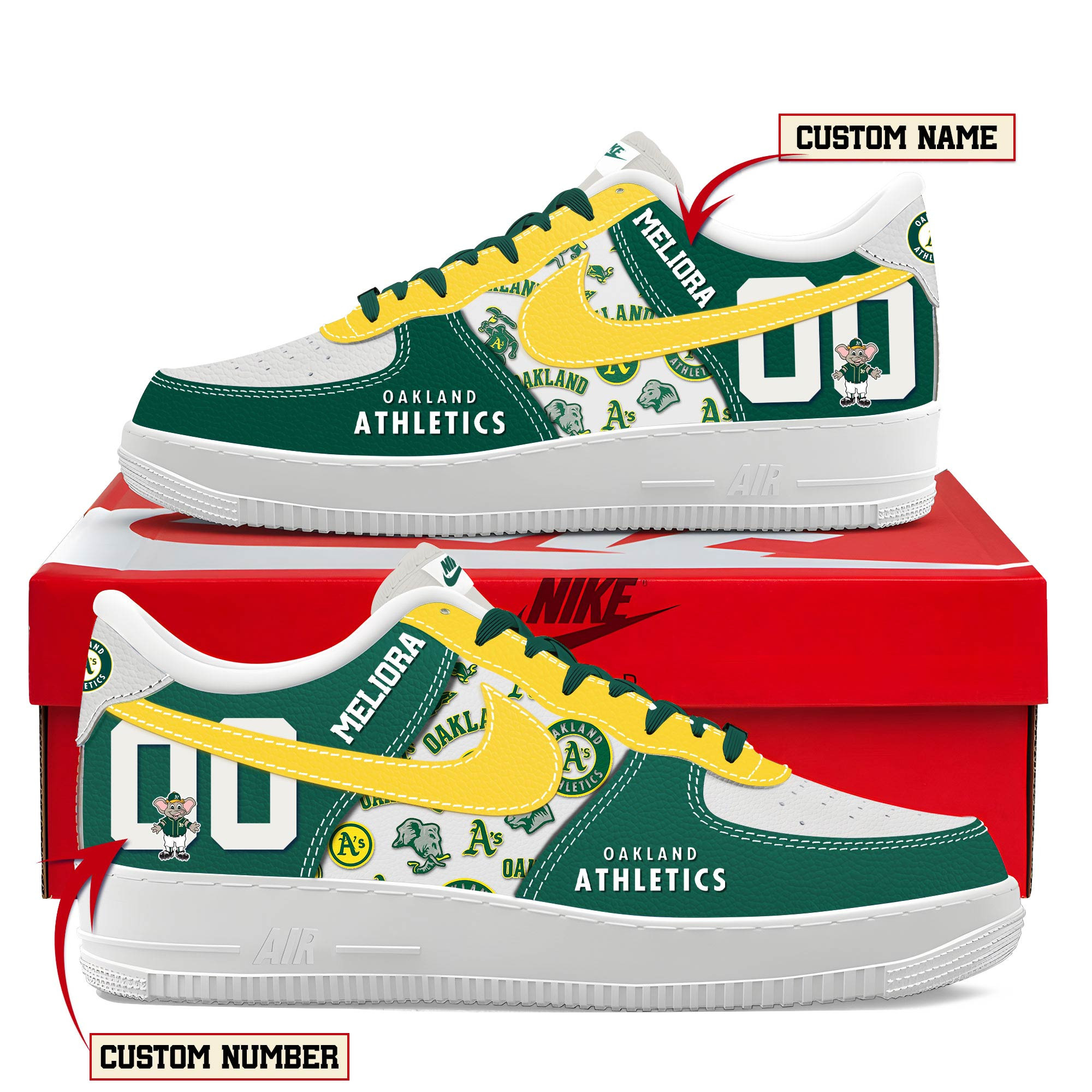 Oakland Athletics New AF1 Sneakers Best Running Shoes 2025 For Fans