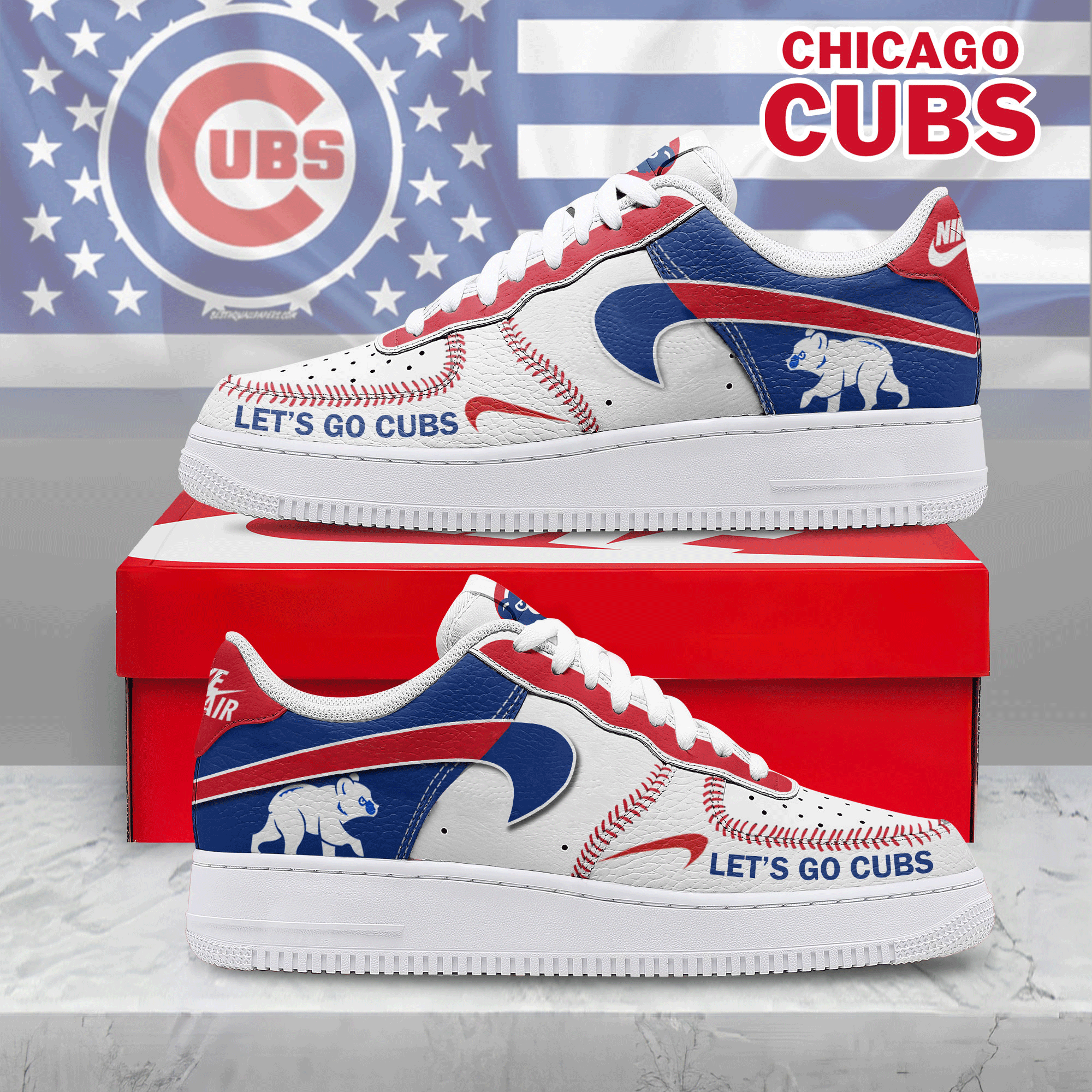 Chicago Cubs Premium AF1 Sneakers Limited Edition For Fans