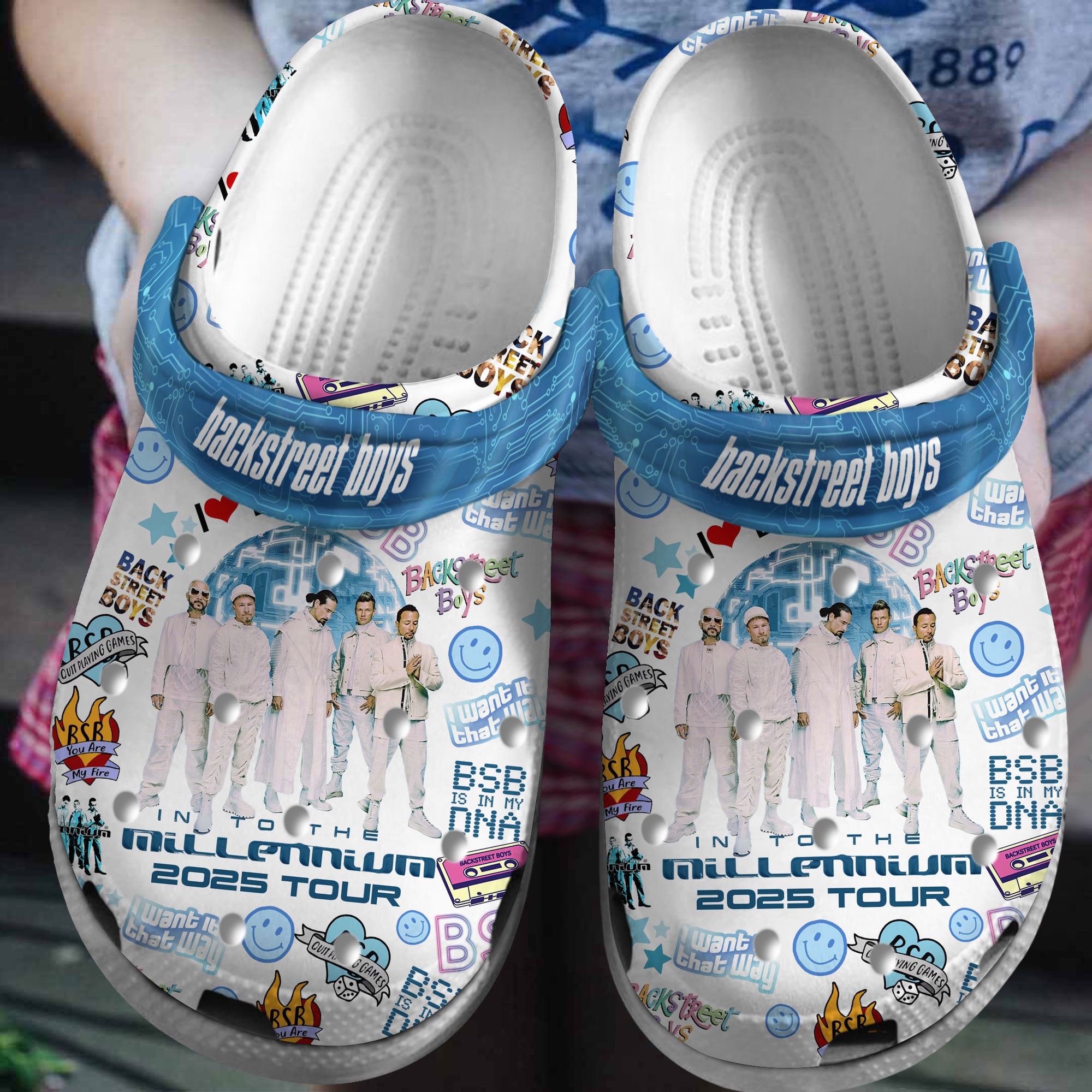 Backstreet Boys Worldwide Music Crocs Clogs Soft White Slippers For Kids And Adults