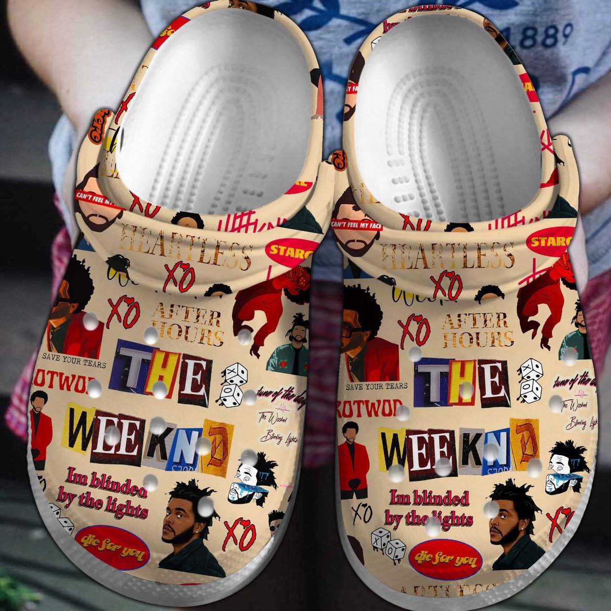  The Weeknd Heartless Beige Crocs Clogs For Kids And Adults