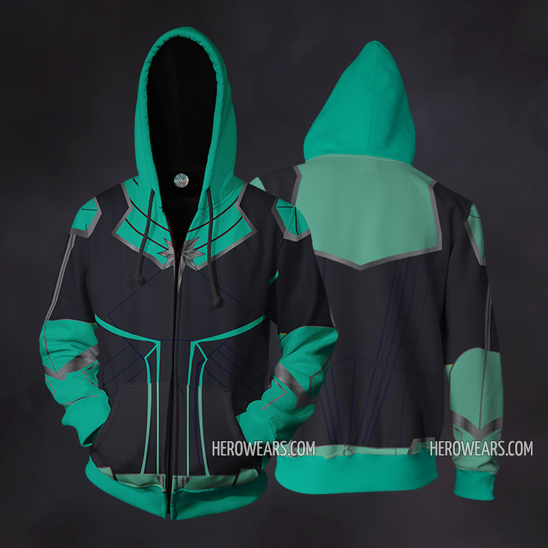 Captain Marvel V8 Cosplay Costume Zip Up Hoodie