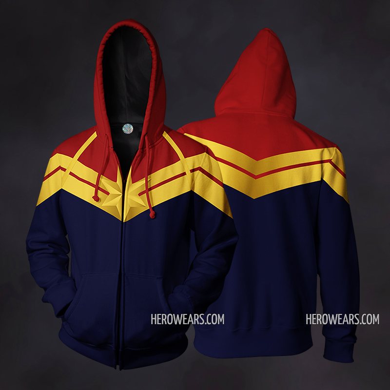 Captain Marvel Halloween Cosplay Zip Up Hoodie
