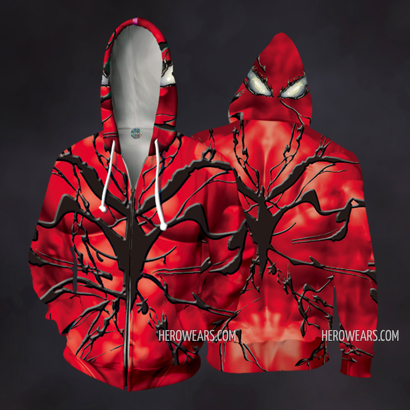 Carnage Cosplay Costume Zip Up Hoodie