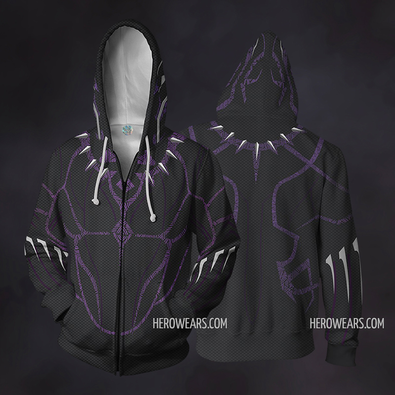 Black Panther Charged Cosplay Costume Zip Up Hoodie