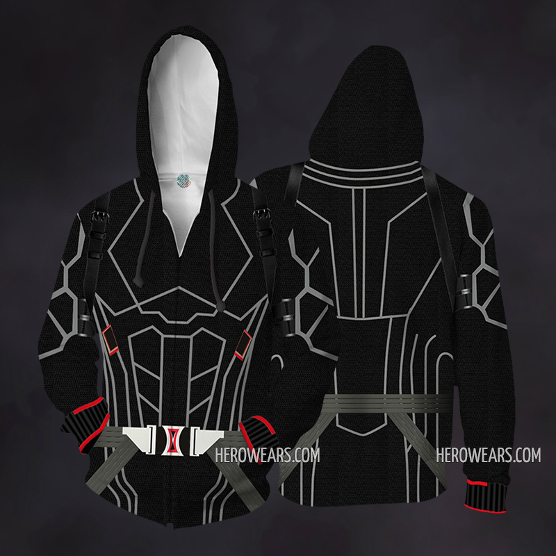 Black Widow Cosplay Costume Zip Up Hoodie