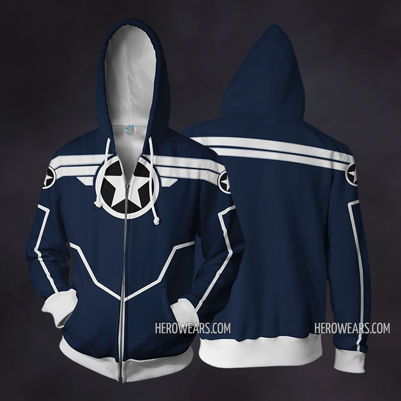 Captain America Secret Avengers Cosplay Costume Zip Up Hoodie