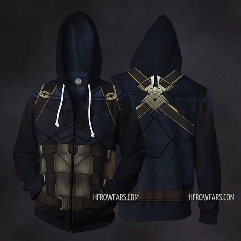 Captain America Infinity War Cosplay Costume Zip Up Hoodie
