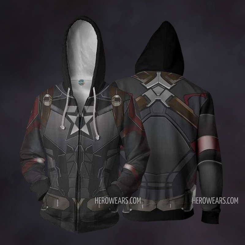 Captain America Cosplay Costume Zip Up Hoodie