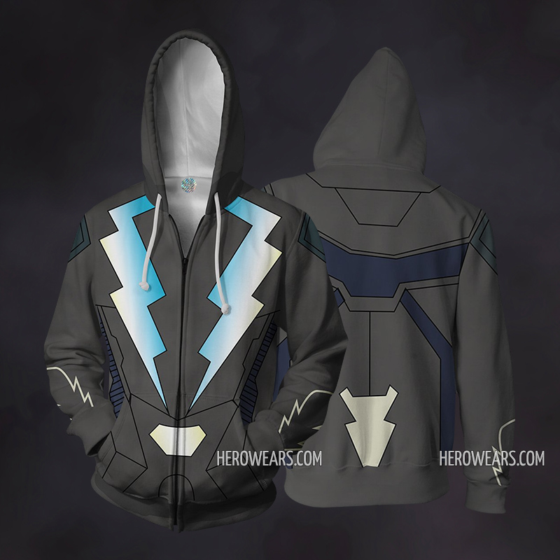 Black Lightning Cosplay Costume Zip Up Hoodie