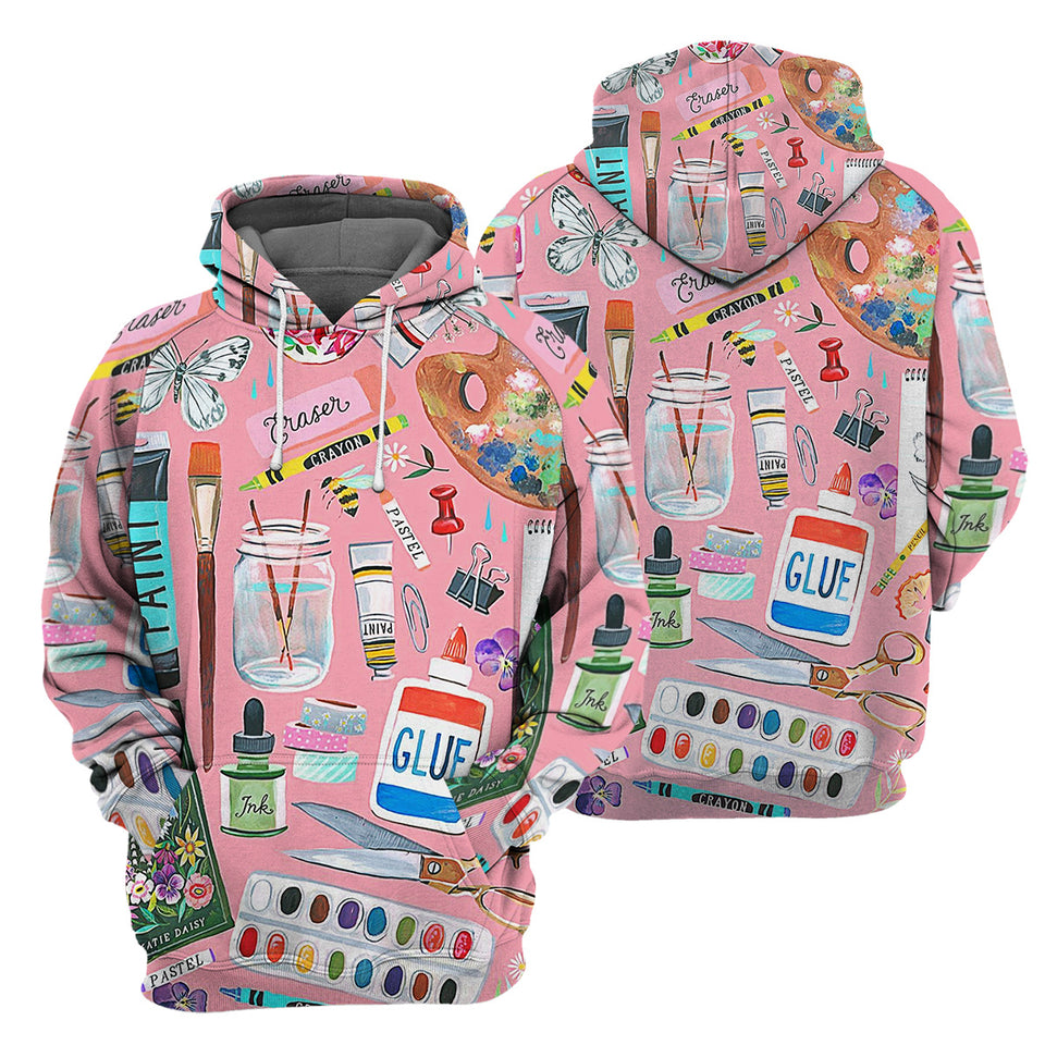 Art Teacher In Pink3D All Over Printed Cosplay Costume Hoodie 