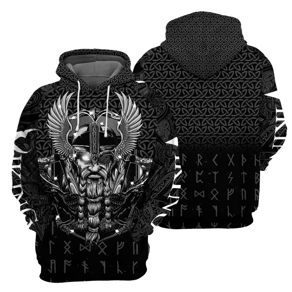 All Black Viking3D All Over Printed Cosplay Costume Hoodie 