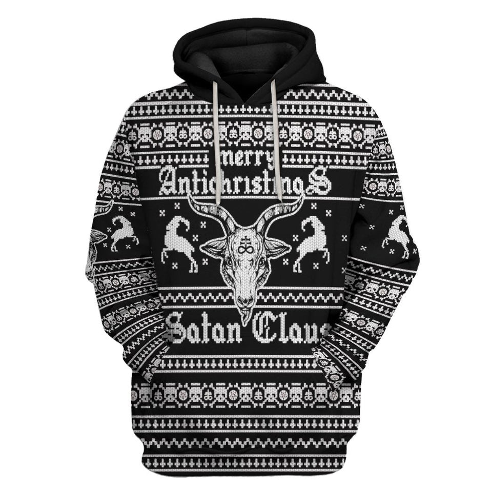 Antichristmas Satan Claus Ugly Christmas Sweater Cosplay Costume Hoodie Apparel