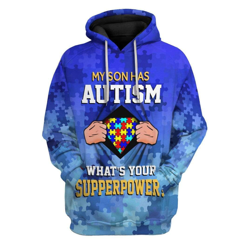 Autism Acceptance My Son Has Superpower Cosplay Costume Hoodie Apparel