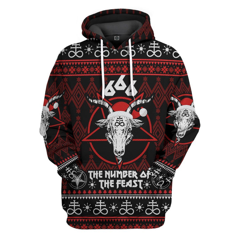 666 The Number Of The Feast Ugly Christmas Sweater Cosplay Costume Hoodie Apparel