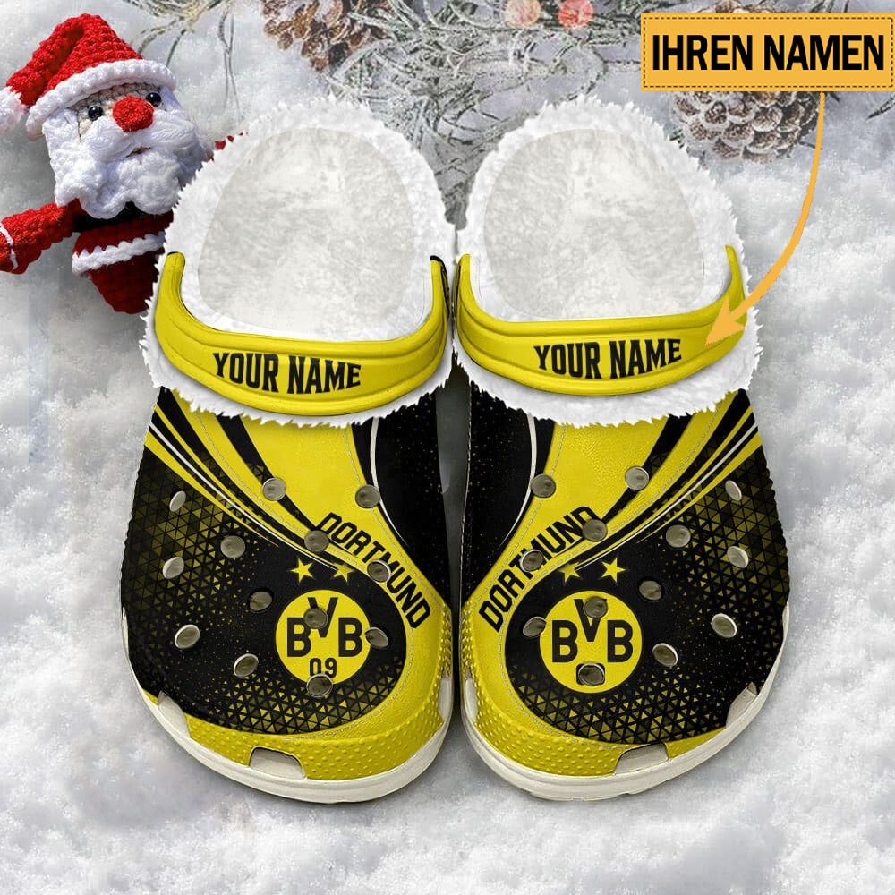 Borussia Dortmund Individueller Name Neuer Stil Fleece Clog Crocs White