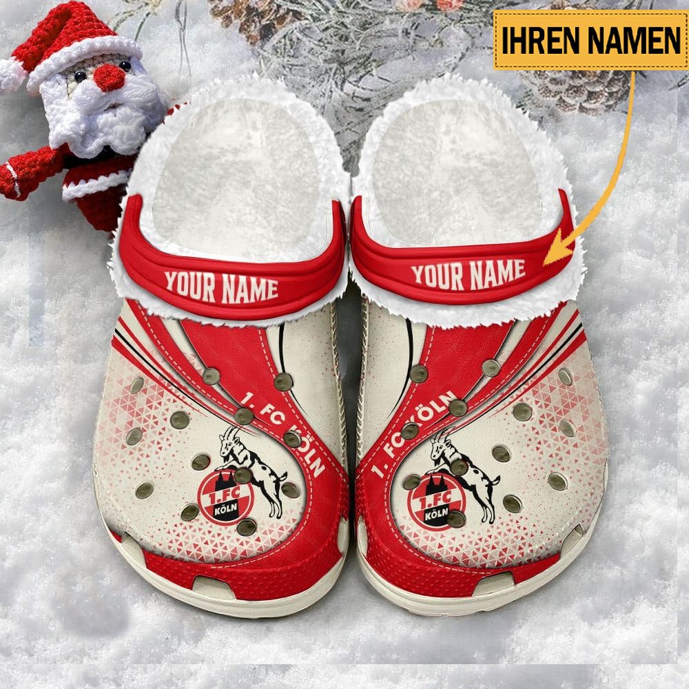 FC Koln Individueller Name Neuer Stil Fleece Clog Crocs White