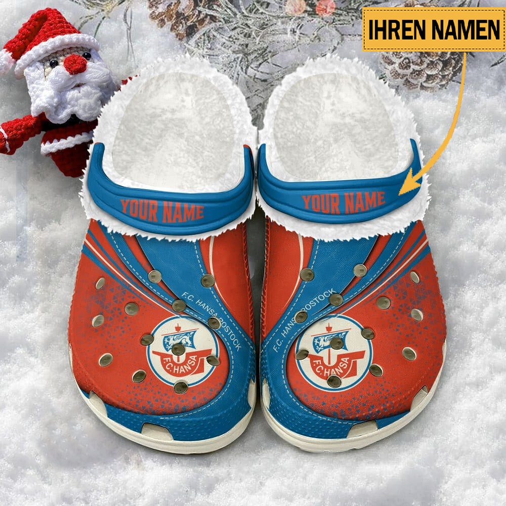 FC Hansa Rostock Individueller Name Neuer Stil Fleece Clog Crocs White