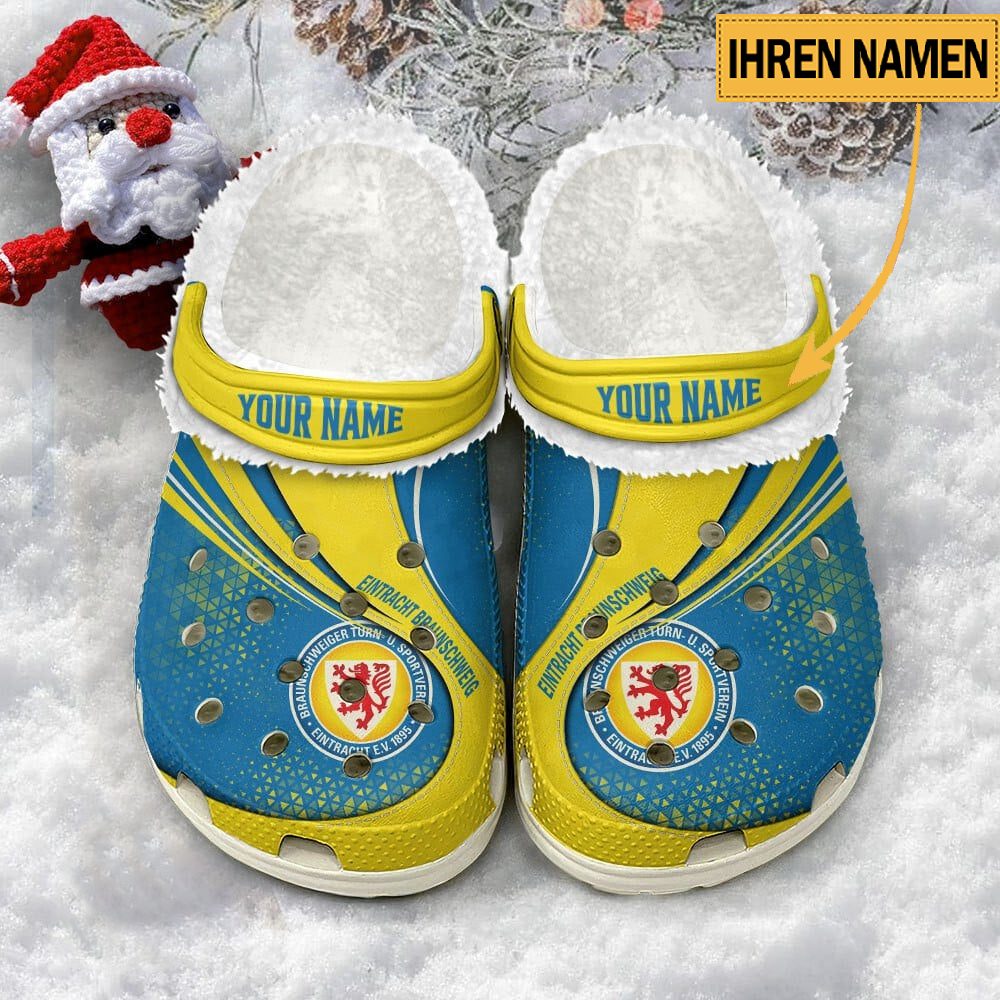 Eintracht Braunschweig Individueller Name Neuer Stil Fleece Clog Crocs White