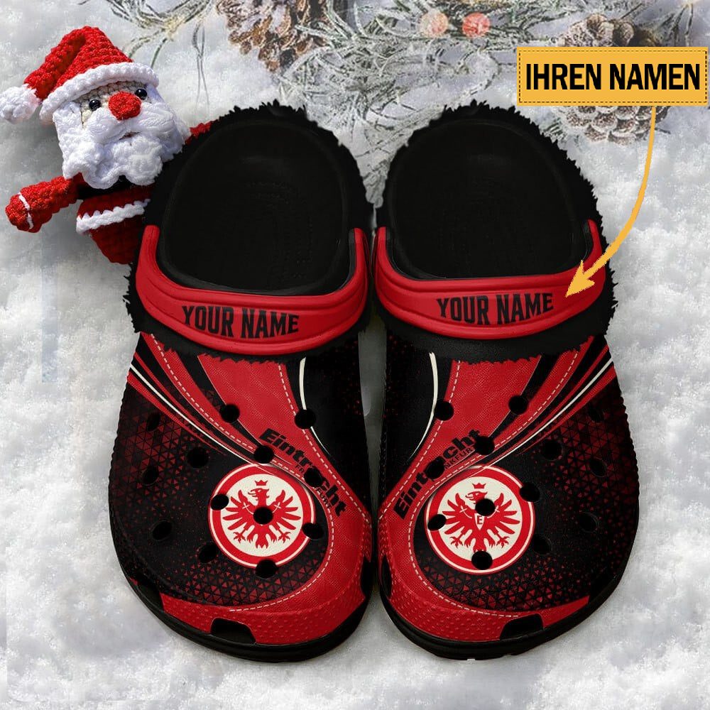 Eintracht Frankfurt Individueller Name Neuer Stil Fleece Clog Crocs Black 