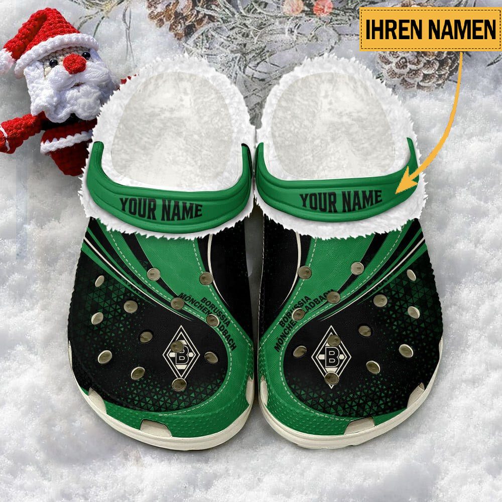 Borussia Monchengladbach Individueller Name Neuer Stil Fleece Clog Crocs White