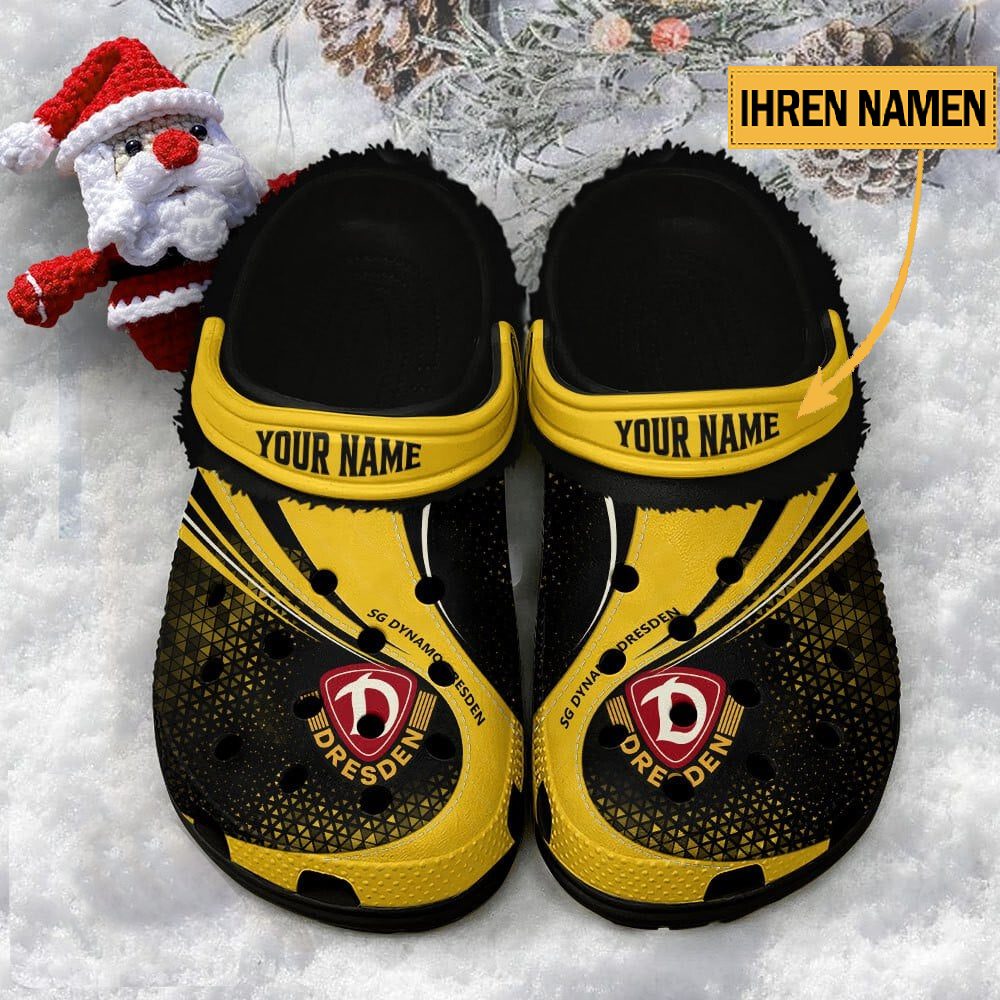 Dynamo Dresden Individueller Name Neuer Stil Fleece Clog Crocs Black 