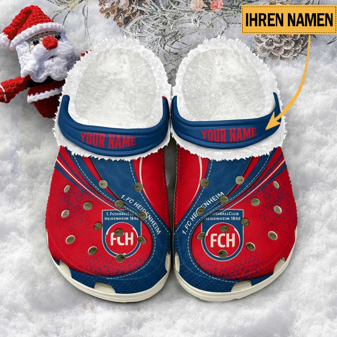 FC Heidenheim Individueller Name Neuer Stil Fleece Clog Crocs White