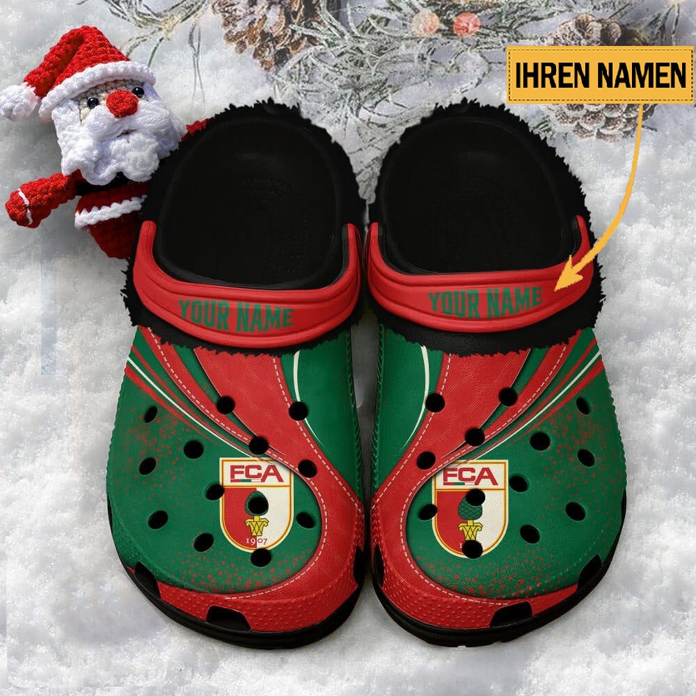 FC Augsburg Individueller Name Neuer Stil Fleece Clog Crocs Black 