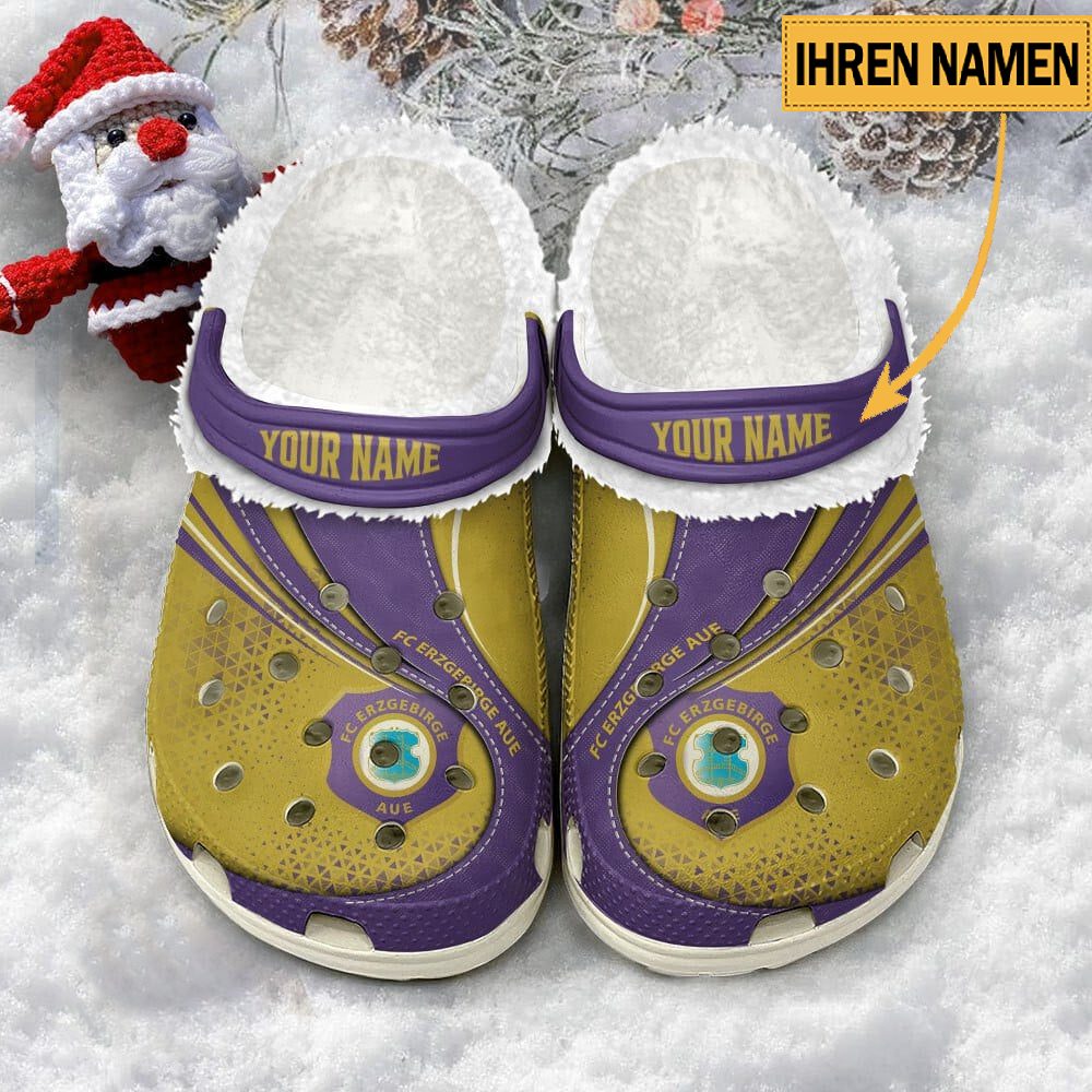 FC Erzgebirge Aue Individueller Name Neuer Stil Fleece Clog Crocs White