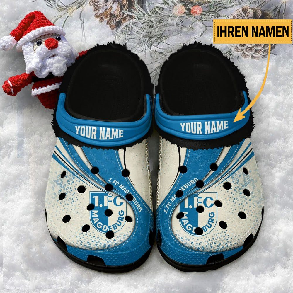 FC Magdeburg Individueller Name Neuer Stil Fleece Clog Crocs Black 