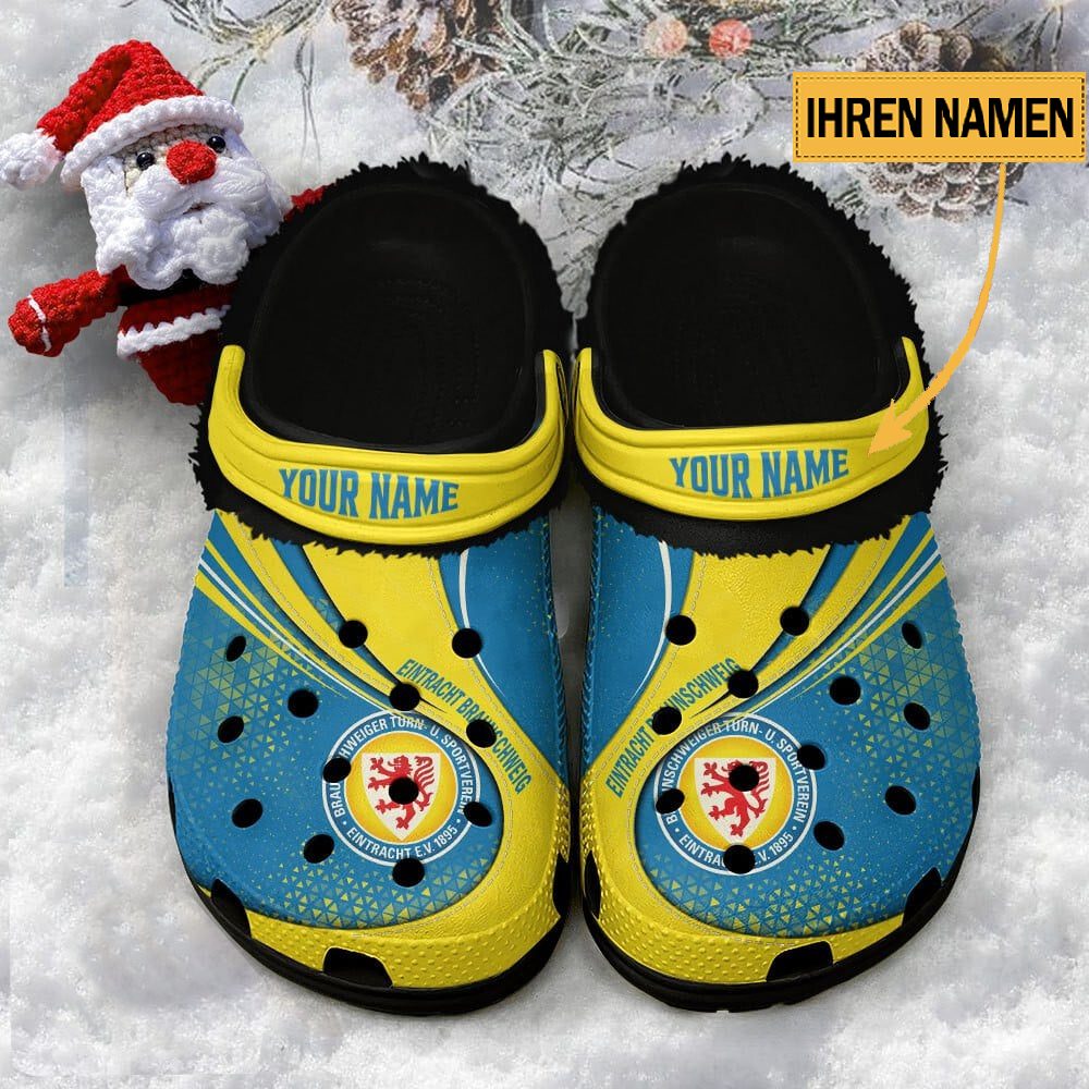 Eintracht Braunschweig Individueller Name Neuer Stil Fleece Clog Crocs Black 
