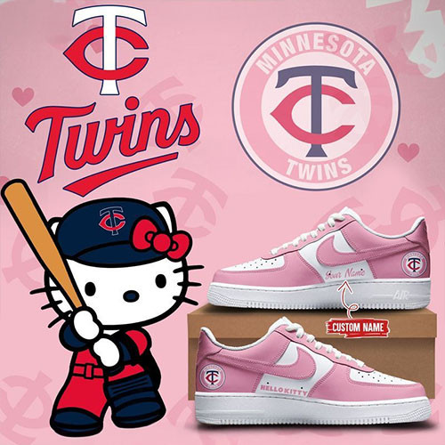 Custom Minnesota Twins Hello Kitty Day Pink Nike Air Force 1 Baseball Team Gift Ideas