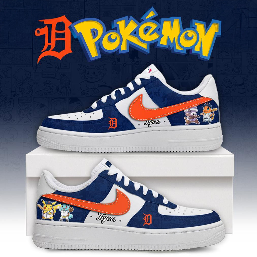 Detroit Tigers X Pokemon Go Special Edition Air Force 1 Sneaker Baseball Lover Gift Ideas
