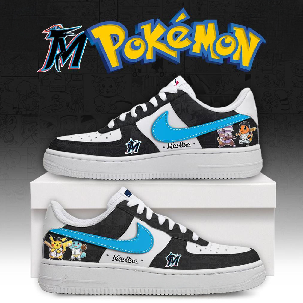 Miami Marlins X Pokemon Go Special Edition Air Force 1 Baseball Enthusiast Gifts