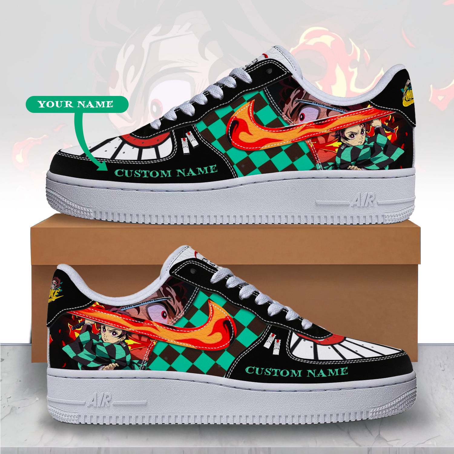 Demon Slayer X Kamado Tanjiro Air Low-Top Sneakers Shoes For Men And Women