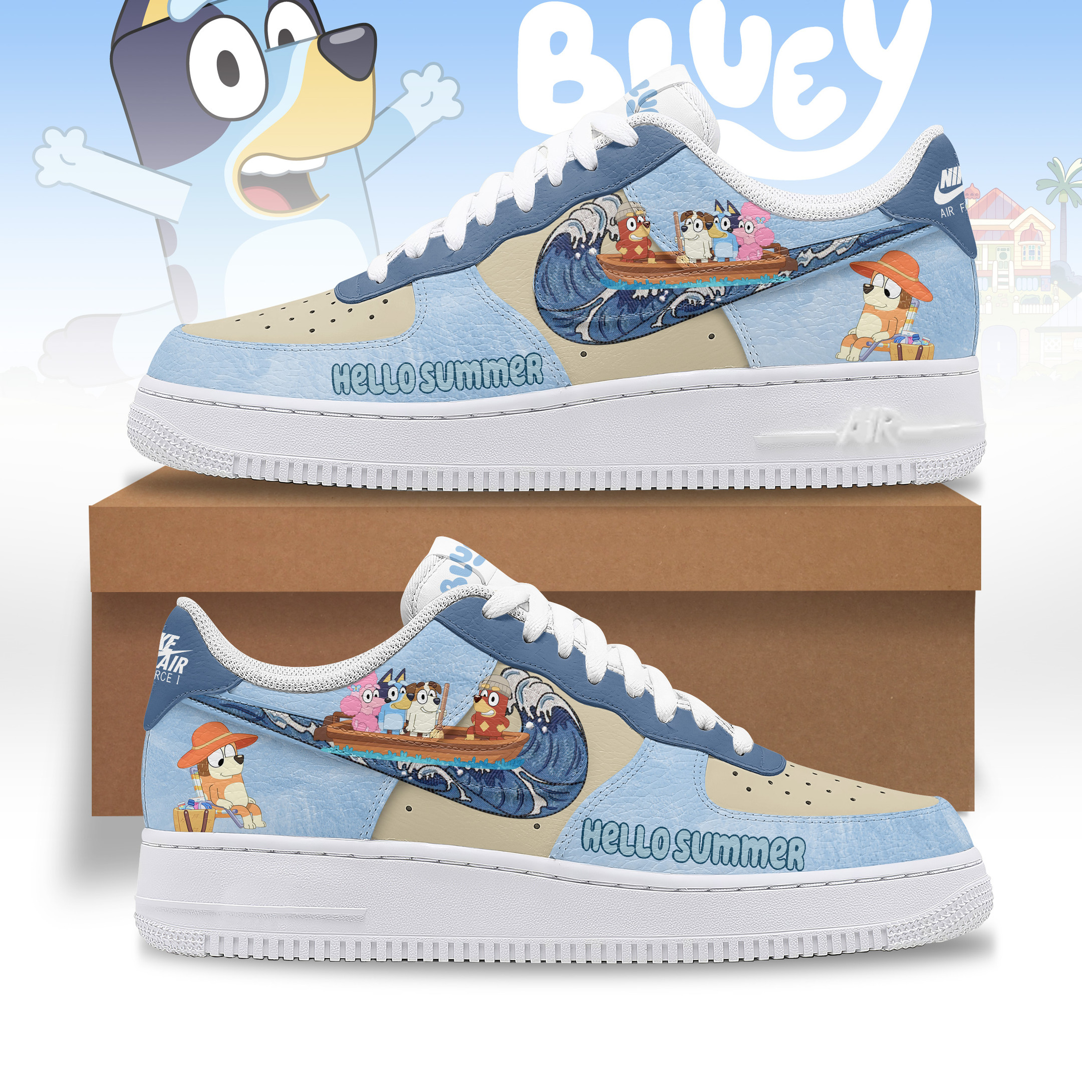 Bluey Nike Air Force 1 Sneakers Shoes For Men And Women