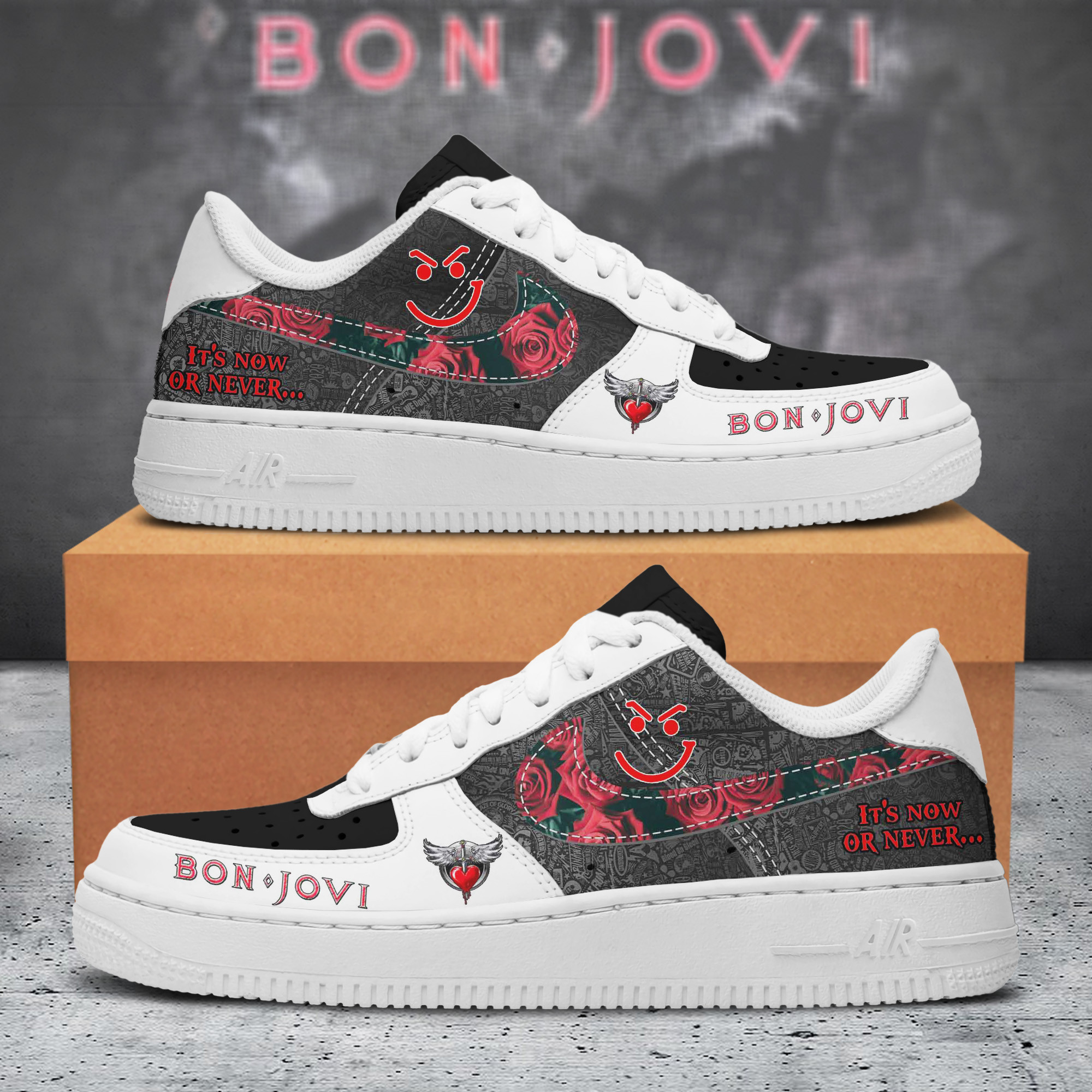 Bon Jovi Nike Air Force 1 Sneakers Shoes For Men Women