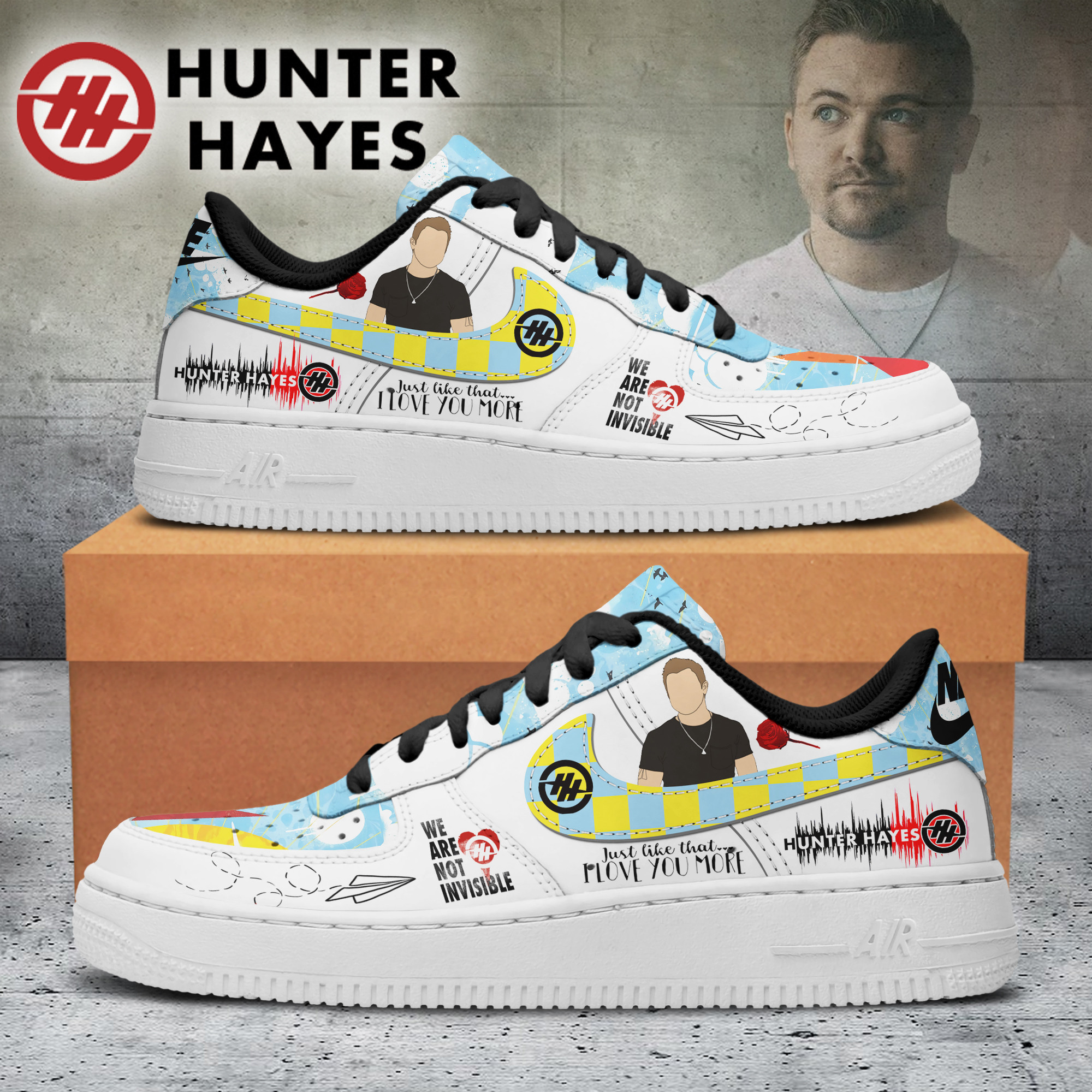 Hunter Hayes Nike Air Force 1 Sneakers Shoes For Men And Women