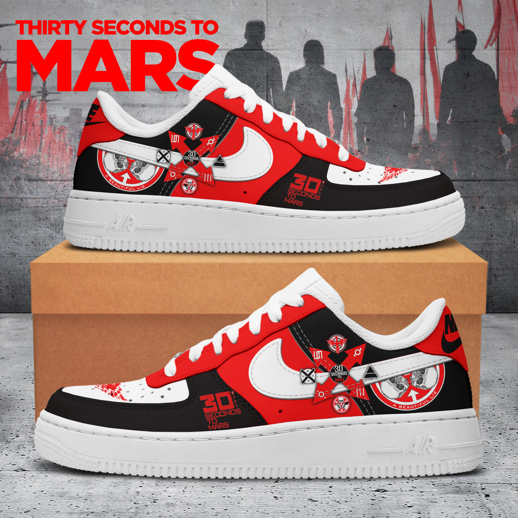 Thirty Seconds To Mars Nike Air Force 1 Sneakers Shoes For Men And Women
