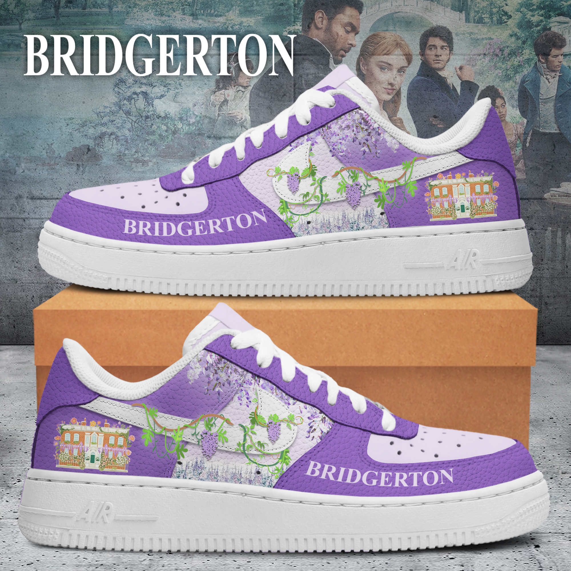 Bridgerton Nike Air Force 1 Sneakers Shoes For Men And Women